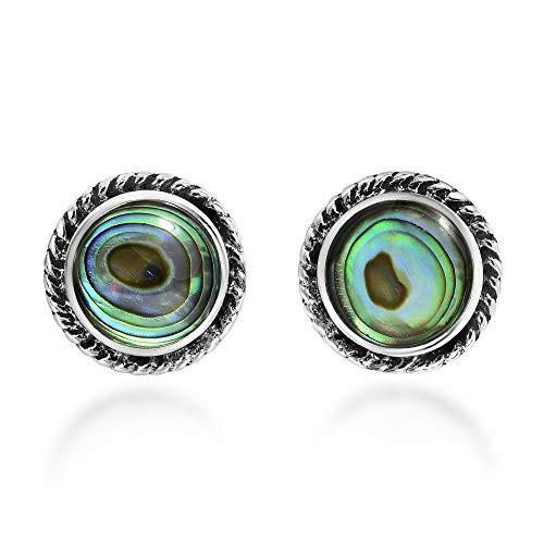 Classic  and  Stylish Round Abalone Shell Inlays _925 Sterling Silver Stud Earrings Classic  and  Stylish Round Abalone Shell Inlays _925 Sterling Silver Stud Earrings