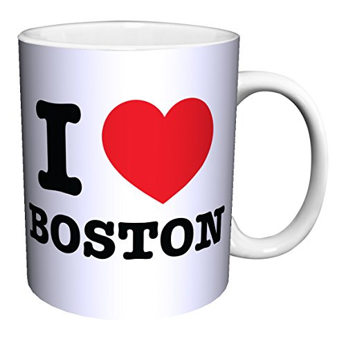 I Heart Boston (Massachusetts) Novelty City Pride Quote Decorative Ceramic Gift Coffee (Tea, Cocoa) 11 Oz. Mug