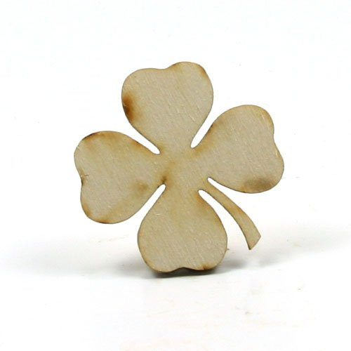 Mylittlewoodshop _ Pkg of 6 _ Shamrock _ 3 inches by 3 inches with 4 Leaf and 18 inch Thick Unfinished Wood _SHAM10_6