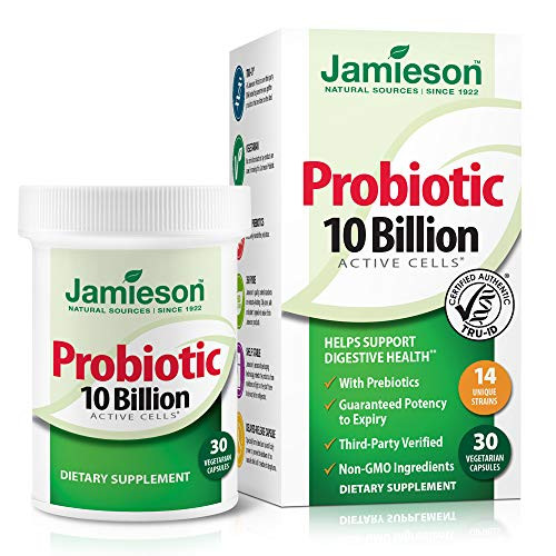 Jamieson Probiotics 10 Billion _ Probiotics for Women_ Probiotics for Men_ Daily Probiotic Supplement for Digestion_ Restore Gut Health_ and Immune Sy