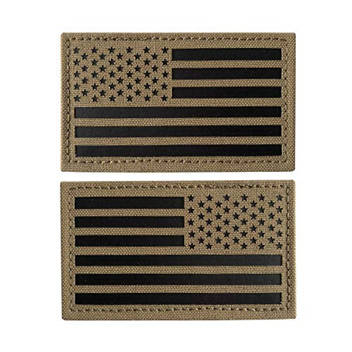 TIMTAC 3_5x2 inch IR Infrared Americam Flag Patch Forward and Reversed  Coyote Brown