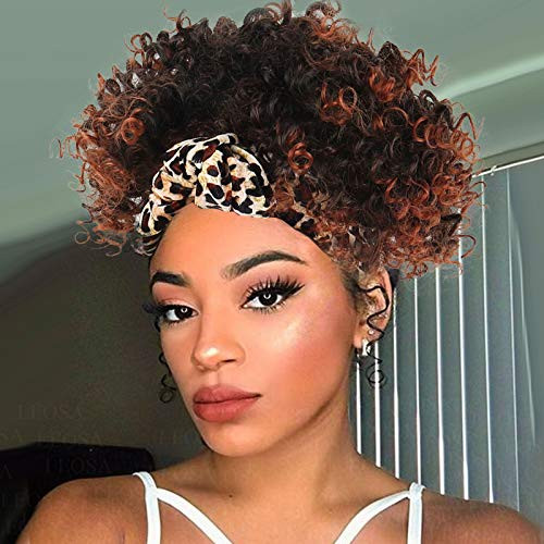 LEOSA Afro Kinky Curly Headband Wig for Black Women_Synthetic Afro Curly Wig Short Jerry Curly Hair Wig with Headband Attached Heat Resistant Afro Wig LEOSA Afro Kinky Curly Headband Wig for Black Women_Synthetic Afro Curly Wig Short Jerry Curly Hair Wig with Headband Attached Heat Resistant Afro Wig
