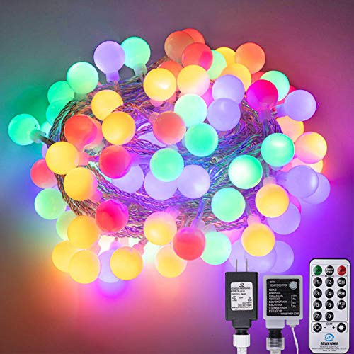 Protecu 33FT 100 LED Globe String Lights Plug in_ Waterproof 8 Modes Fairy Lights with Remote_ Decorative Ball String Lights for Indoor Outdoor Party