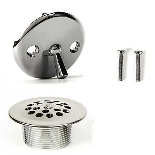 PF WaterWorks PF0972_CH 1_12 inch  Trip Bath Tub Drain Trim Kit  Bathtub Strainer_ Cover  and  Trip Lever Waste  and  Overflow Face Plate  _Coarse 11_5 Threads Pe