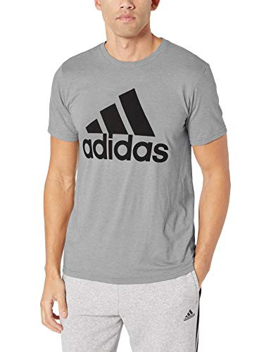 adidas Mens Badge of Sport Graphic Tee_ Medium Grey HeatherBlack_ Small
