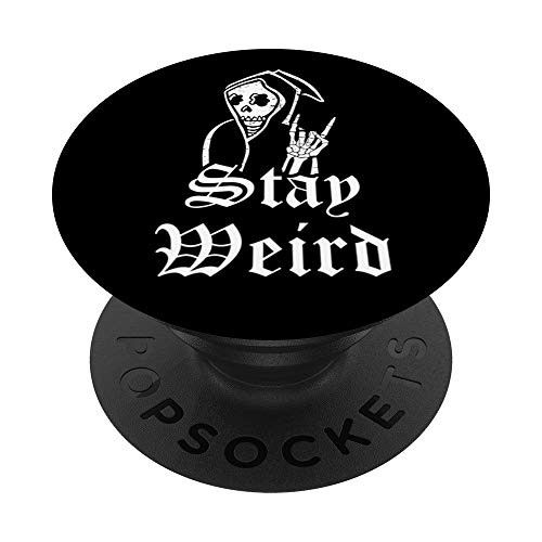 Reaper Stay Weird Rock Hand Devil Horns Goth Horror PopSockets PopGrip Swappable Grip for Phones  and  Tablets