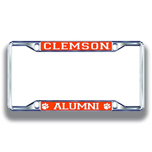 Elite Fan Shop Clemson Tigers License Plate Frame Alumni _ Silver