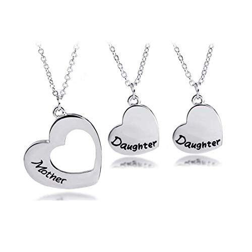 Mother Daughter Necklace Set of 2 Matching Heart Mom and Me Jewelry mom and 2 daughters necklace set Mother Daughter Necklace Set of 2 Matching Heart Mom and Me Jewelry mom and 2 daughters necklace set