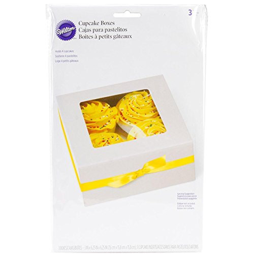 Wilton 415-1215 3-Pack 4 Cavity Cupcake Box, White (2 Pack)