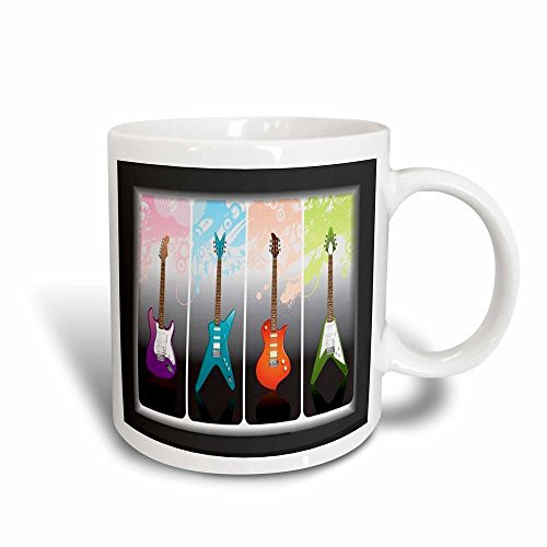3dRose mug_40766_3 inch Framed 4 Heavy Metal n Rock Guitars inch  Magic Transforming Mug_ 11 ounce_ Multicolor