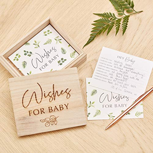Ginger Ray Botanical Baby Shower Advice Cards  and  Keepsake Box_ Wood