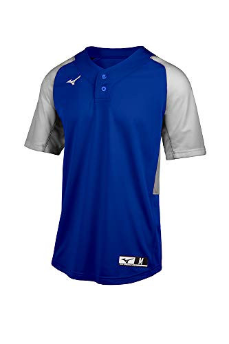 Mizuno Youth Aerolite 2_Button Baseball Jersey_ Royal_Grey_ Large