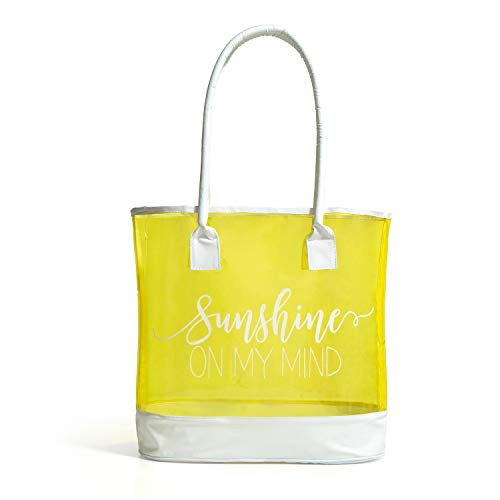 Women Waterproof Clear Tote Bags Shoulder Bag Handbag Beach Bag Shopping Bag Work Bag  Yellow