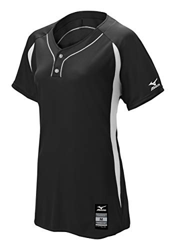 Mizuno Girls Elite 2_Button Game jersey_ Black_White_ SMALL  S