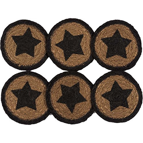 VHC Brands Classic Country Primitive Tabletop & Kitchen-Farmhouse Jute Black Stencil Star Coaster Set of 6, Red VHC Brands Classic Country Primitive Tabletop & Kitchen-Farmhouse Jute Black Stencil Star Coaster Set of 6, Red