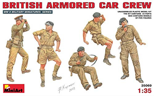 MiniArt 35069 British WWII Armoured Car Crew_ 135 Scale World War II Military Miniatures Series Plastic Figure Model Kit