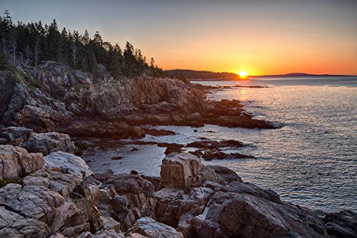 Posterazzi Rocks on the coast at sunrise Little Hunters Beach Acadia National Park Maine USA Poster Print_  27 x 9