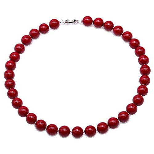 JYX Pearl Red Shell Pearl Necklace 12mm Round South Sea Shell Beads Jewelry for Women 18 inch JYX Pearl Red Shell Pearl Necklace 12mm Round South Sea Shell Beads Jewelry for Women 18 inch