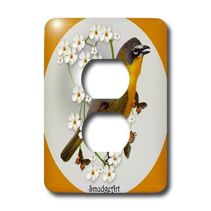 3dRose lsp_7242_6 Yellow Breasted Chat 2 Plug Outlet Cover Multicolor