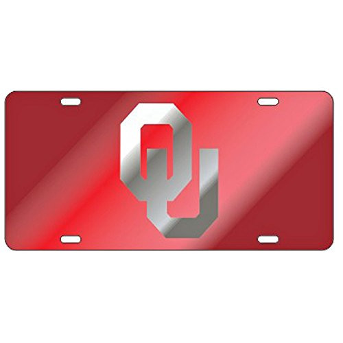 Oklahoma Sooners Red wMirror inch OU inch  Laser Cut License Plate