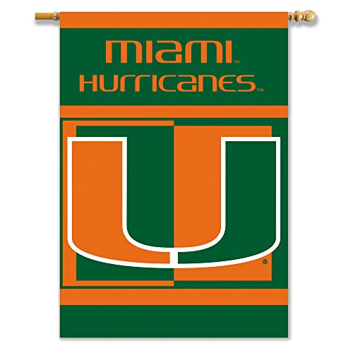 NCAA Miami Hurricanes 2_Sided 28_by_40 inch House Banner with Pole Sleeve