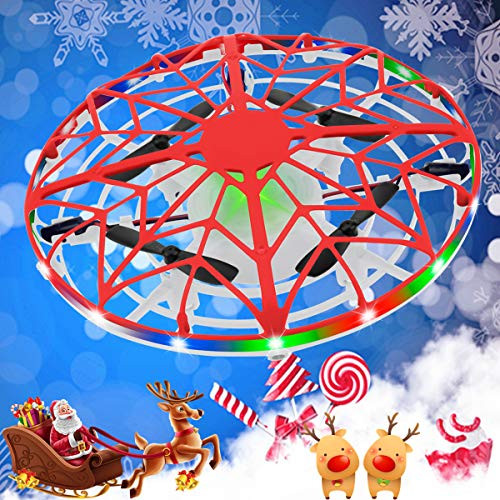 Taktoppy Drones for Kids_ UFO Drone Mini Drone Kids Drone with Led Lights_ Hand Operated Child Drones Flying Ball Drone Toy 360 Rotating Helicopter fo