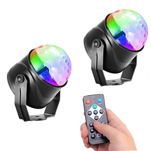 2 Pack Portable Party Lights Disco Ball Strobe Light Disco Lights_ USB Plug_7 Colors Sound Activated with Remote Control Dj Lights Stage Light for Bar