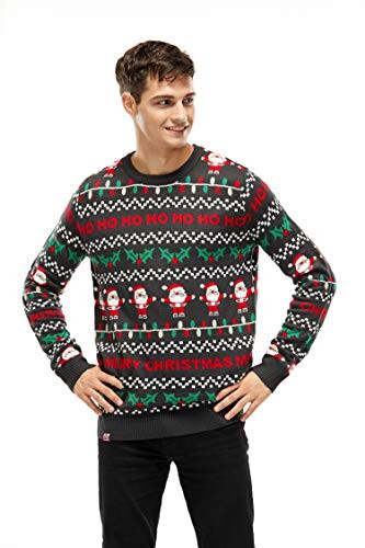 Classic Mens Ugly Christmas Sweater Fairisle Santa Funny Xmas Pullover Sweaters Sweatshirt for Women _ Large