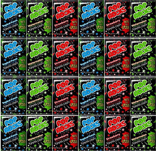 Pop Rocks Popping Mixed Candy Gift Box _ 24 Count Total _ Strawberry_ Watermelon and Tropical Punch _ Taste the Explosion _ Care Package for Family_ F