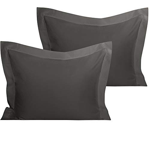 organictune 100 percent  Organic Cotton Standard Pillow Shams_ 800 Thread Count Sateen Weave Soft and Silky Pillow Covers Set of 2_ 20 x 26 Inches_ Dark Grey