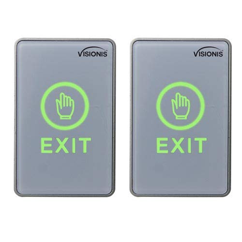 Visionis 2 Pack FPC_7551 VIS_7026 Indoor Touch Sensitive Type Standard Size Push to Exit Button for Door Access Control with LED NC COM and NO Outputs