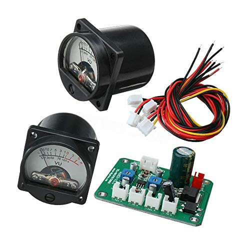 WSDMAVIS 2 Pcs Audio Level Amp VU Meter VU Panel Meter 500UA Warm Back Light Recording with Driver Board and Cable
