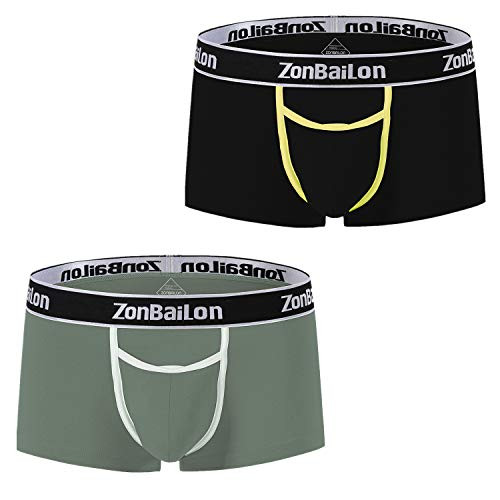 2_Pack Mens Boxer Brief Short Leg Comfy Bamboo Underpants for Men Open Fly XL