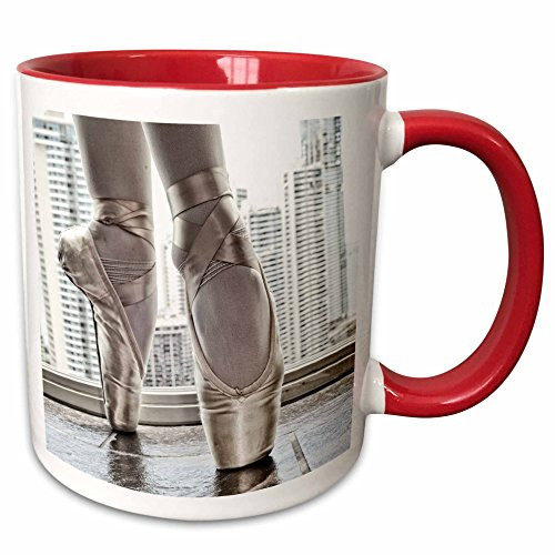 3dRose"Ballerina In Pointe Shoes And Romantic Tutu" Mug, 11 oz, Red