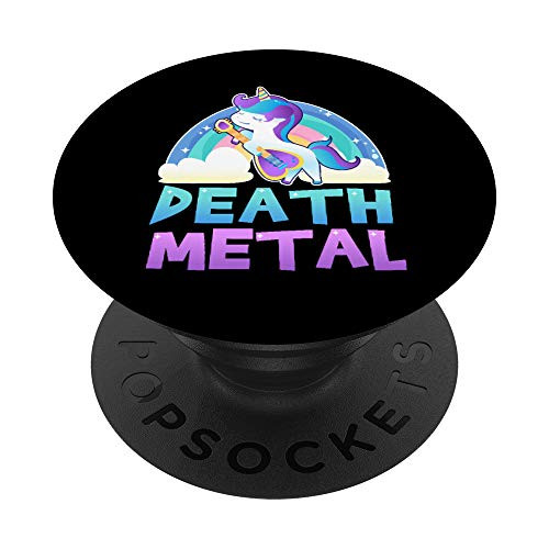 Death Metal Unicorn Cute Funny Rock Music Rainbow PopSockets Grip and Stand for Phones and Tablets