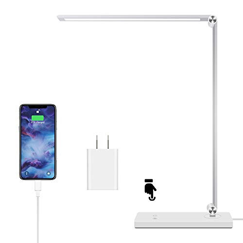 LED Desk Lamp with USB Charging Port Dimmable Eye_Caring Desk Light with Touch Control Foldable Lamp with 5 Lighting Modes_3 Brightness Levels Table L