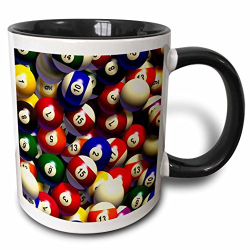 3dRose mug_962_4 "Billiard Balls Pool Two Tone black" Mug, 11 oz, Black/White
