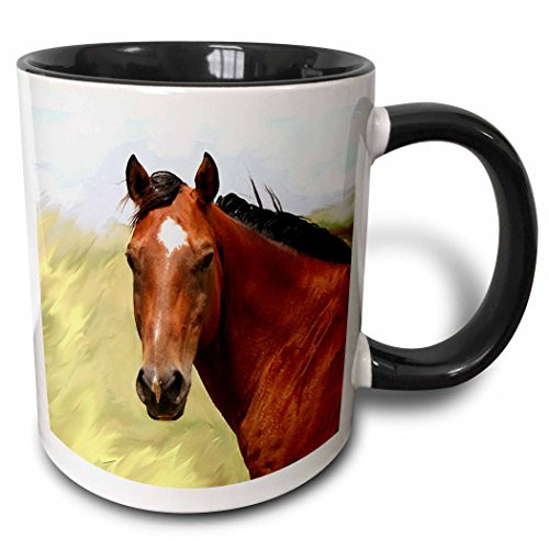 3dRose mug_4592_4 Paint Horse Portrait - Two Tone Black Mug, Multicolor, 11 oz