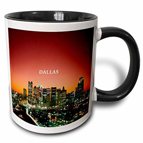 3dRose mug_62013_4 "Dallas Texas" Two Tone Black Mug, 11 oz, Multicolor