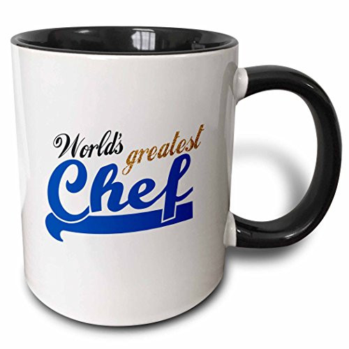 3dRose (mug_151290_4) Worlds Greatest Chef - Best cook - for foodies amateur cooking fans or professional kitchen workers - Two Tone Black Mug, 11oz