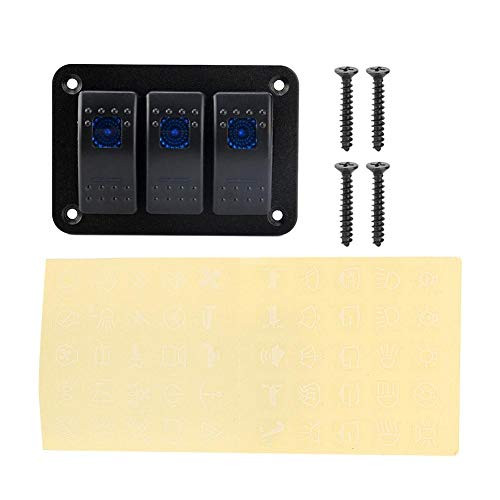 Rocker Switch Panel_3 Gang 12_24V Toggle Rocker Switch Panel with LED Light for RV Car Marine Boat