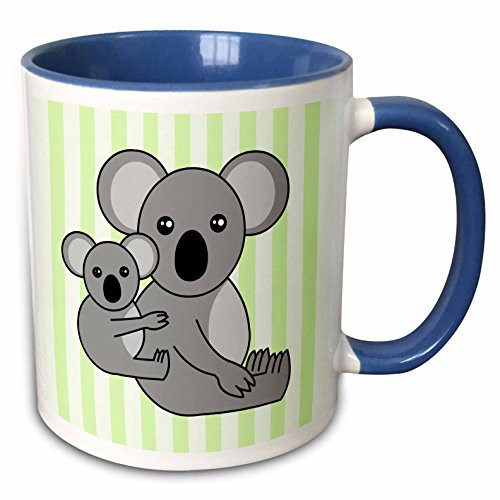 3dRose mug_6151_6 Mom And Baby Koala Design - Two Tone Blue Mug, 11oz, Multicolored