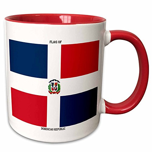 3dRose mug_211398_5 Flag of the Dominican Republic Ceramic, 11 oz, Red/White