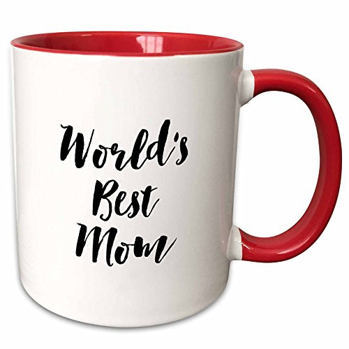 3dRose mug_219518_5 Phrase - Worlds Best Mom - Two Tone Red Mug, 11oz