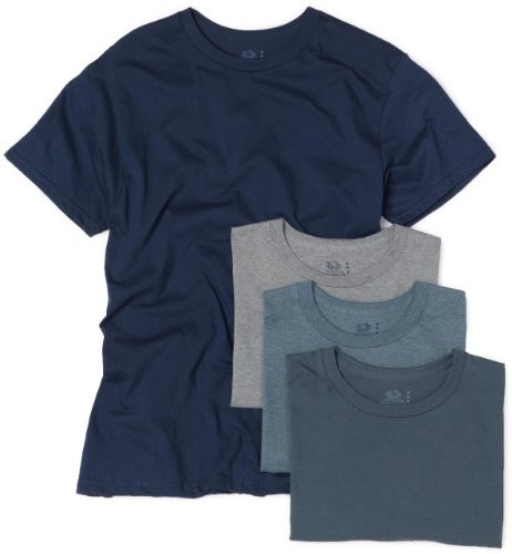 Fruit of the Loom Mens Crew Neck T_Shirt  Pack of 4 _ Assorted Blues and Grays_ X_Large