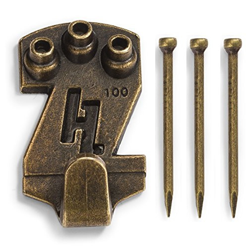 HangZ 30010B Gallery Picture Hooks  50 Pack _ 100 lb_ Antique Brass