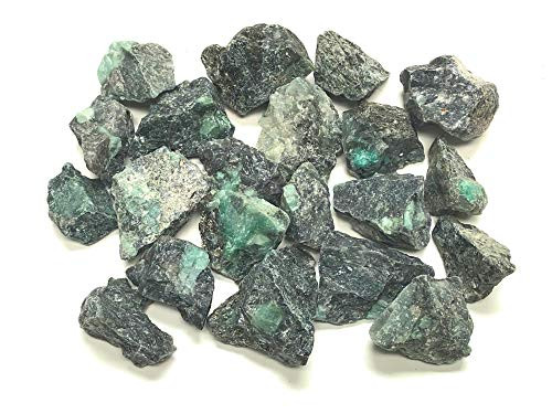 Zentron Crystal Collection Rough Emerald Stones _ Large 1 inch  Pieces in Velvet Bag  1 Pound