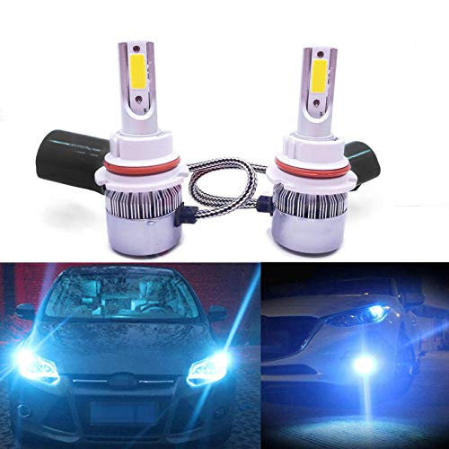 Ice Blue Color LED Headlight Bulbs Conversion Kit _ 9007 HB5 HiLo Dual Beam_ 72w 7600lm 8000K Cool Blue LED Headlights Replacement All_in_One Convers