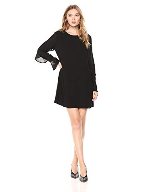 BCBGeneration Womens Ruffle Back Shift Dress_ Black Combo_ XS