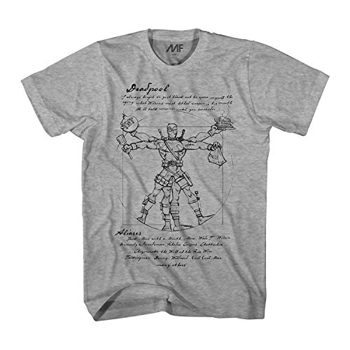 Marvel Deadpool Vitruvian T_shirt  Extra Large_ Grey Heather